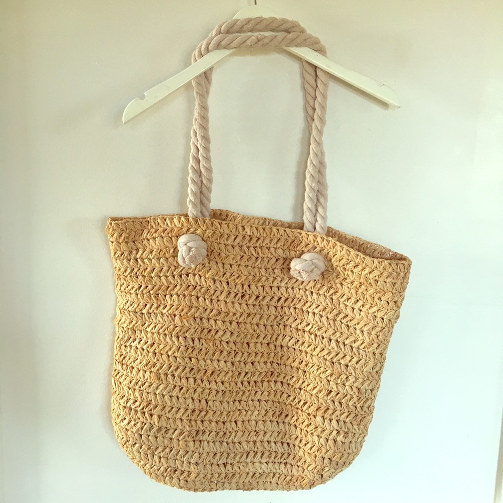 Woven sea-grass, natural, oversized beach bag.